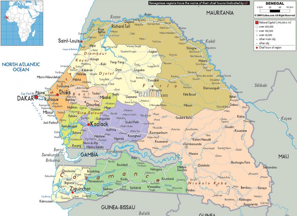 Sénégal, pays la carte du monde