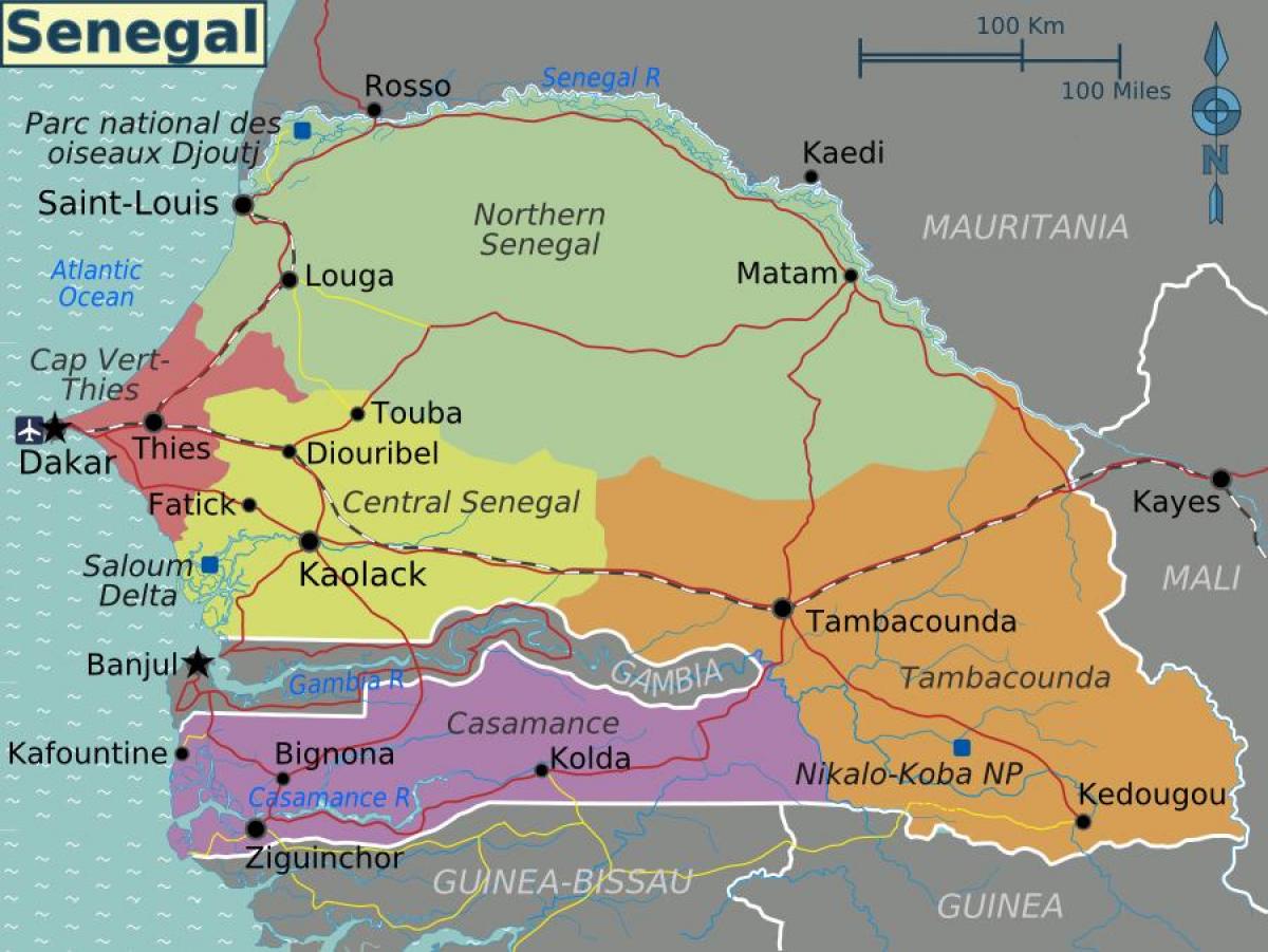 carte politique du Sénégal