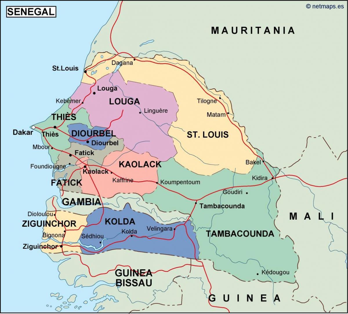 carte du Sénégal
