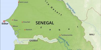 Carte de la carte physique du Sénégal